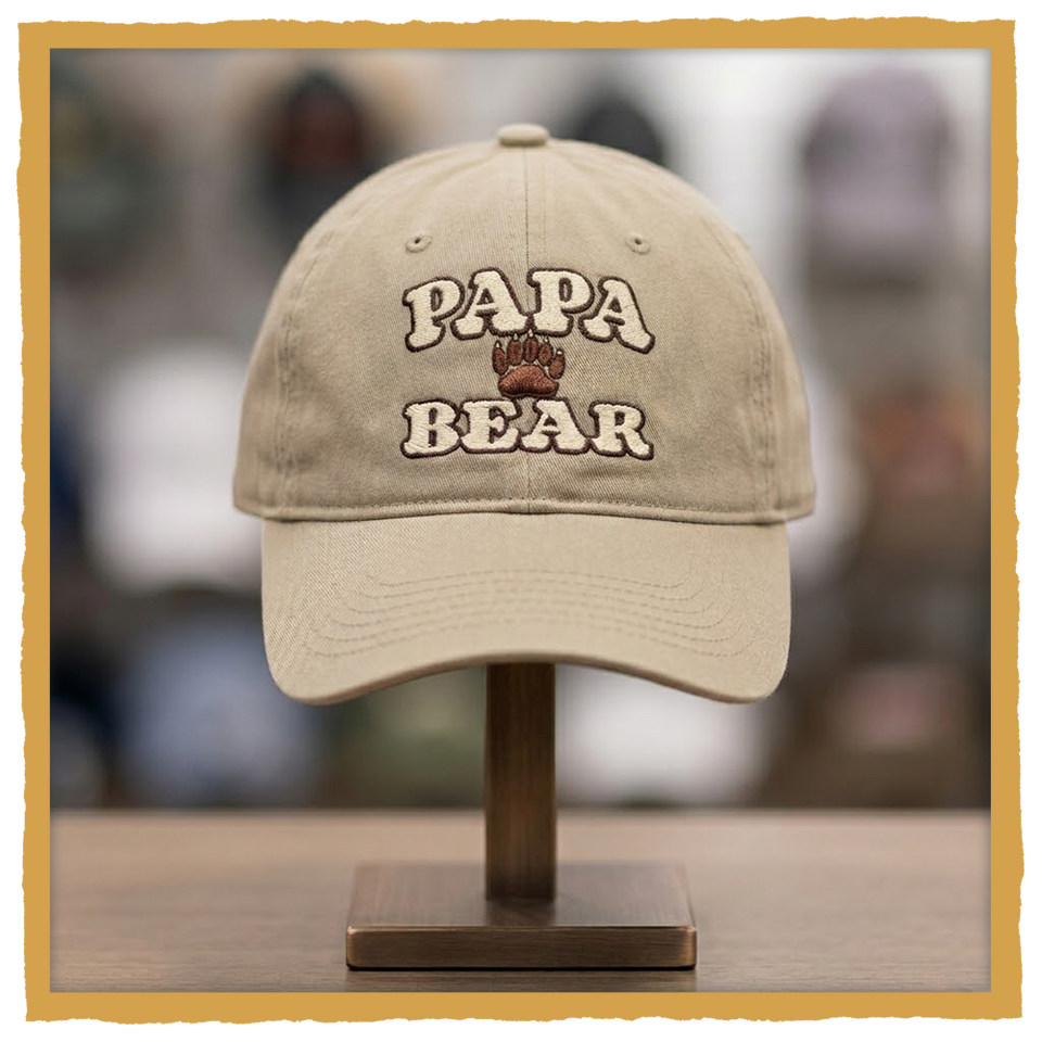 Papa Bear Hat – Adjustable One Size (Classic Embroidered Cap)