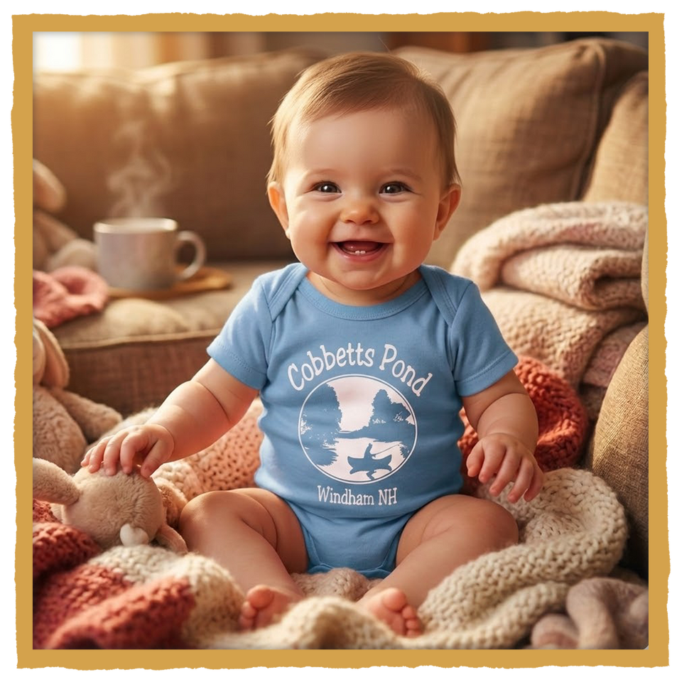 Cobbetts Pond Baby Onesie – Windham NH Infant Bodysuit (Blue)