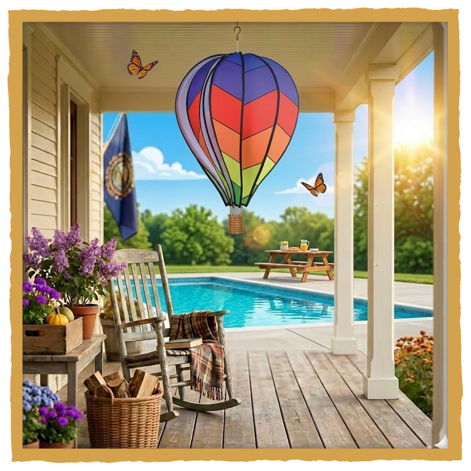 Decorative Hot Air Balloon – 22" Vintage Hanging Outdoor Decor
