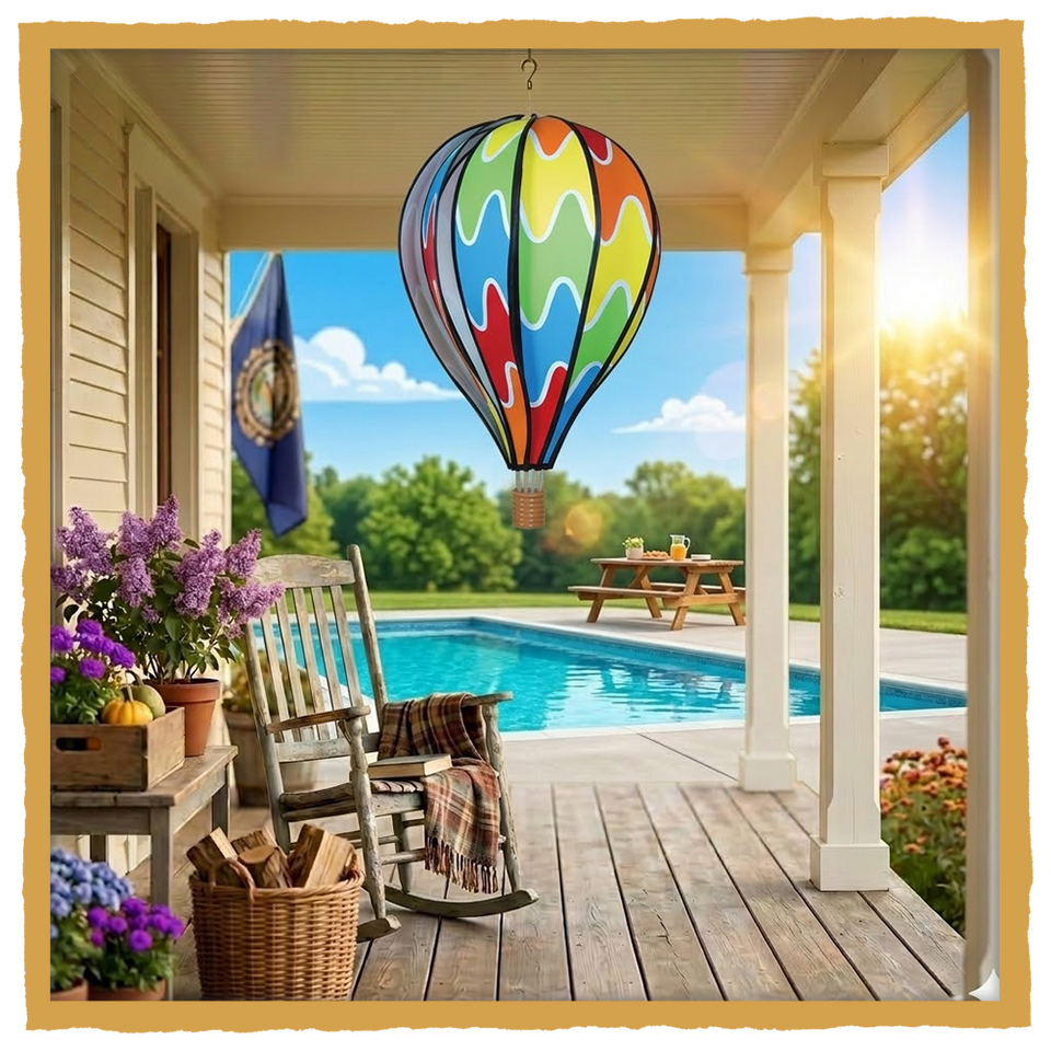 Decorative Hot Air Balloon – 22" Vintage Hanging Outdoor Decor