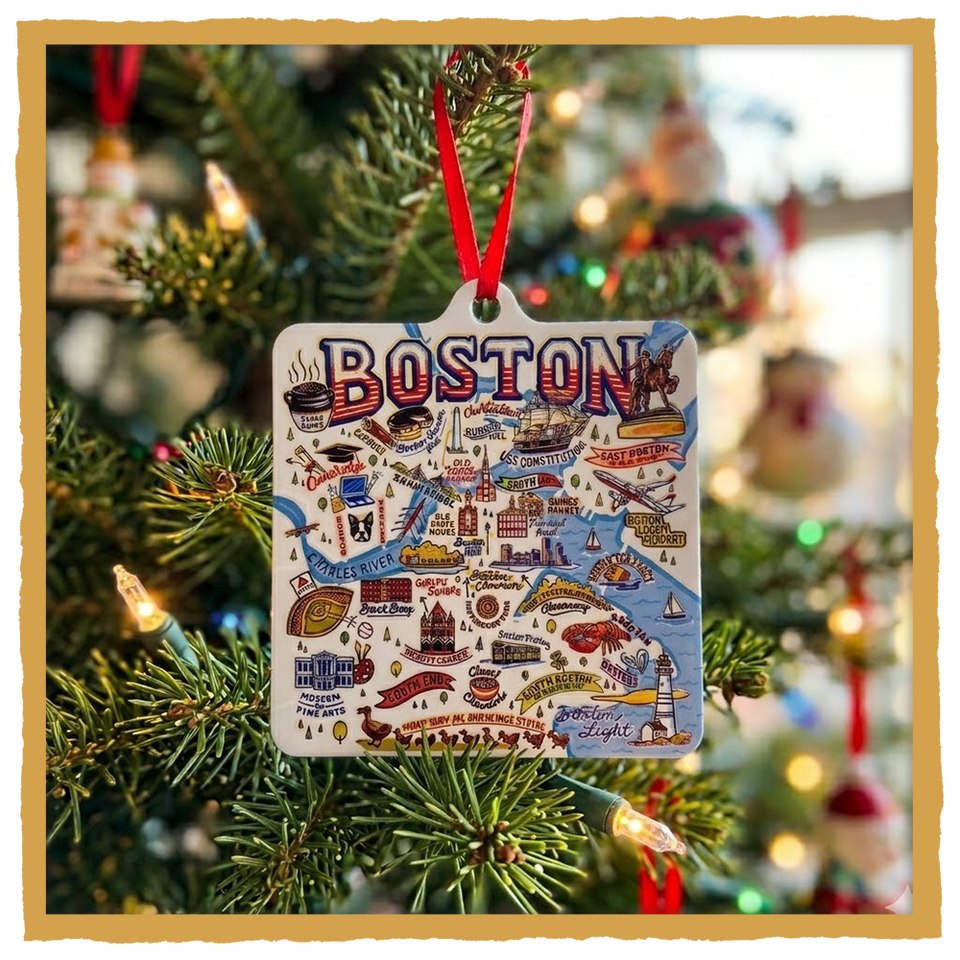 Boston Vintage Map Ornament – Boston Souvenir Gift Decor