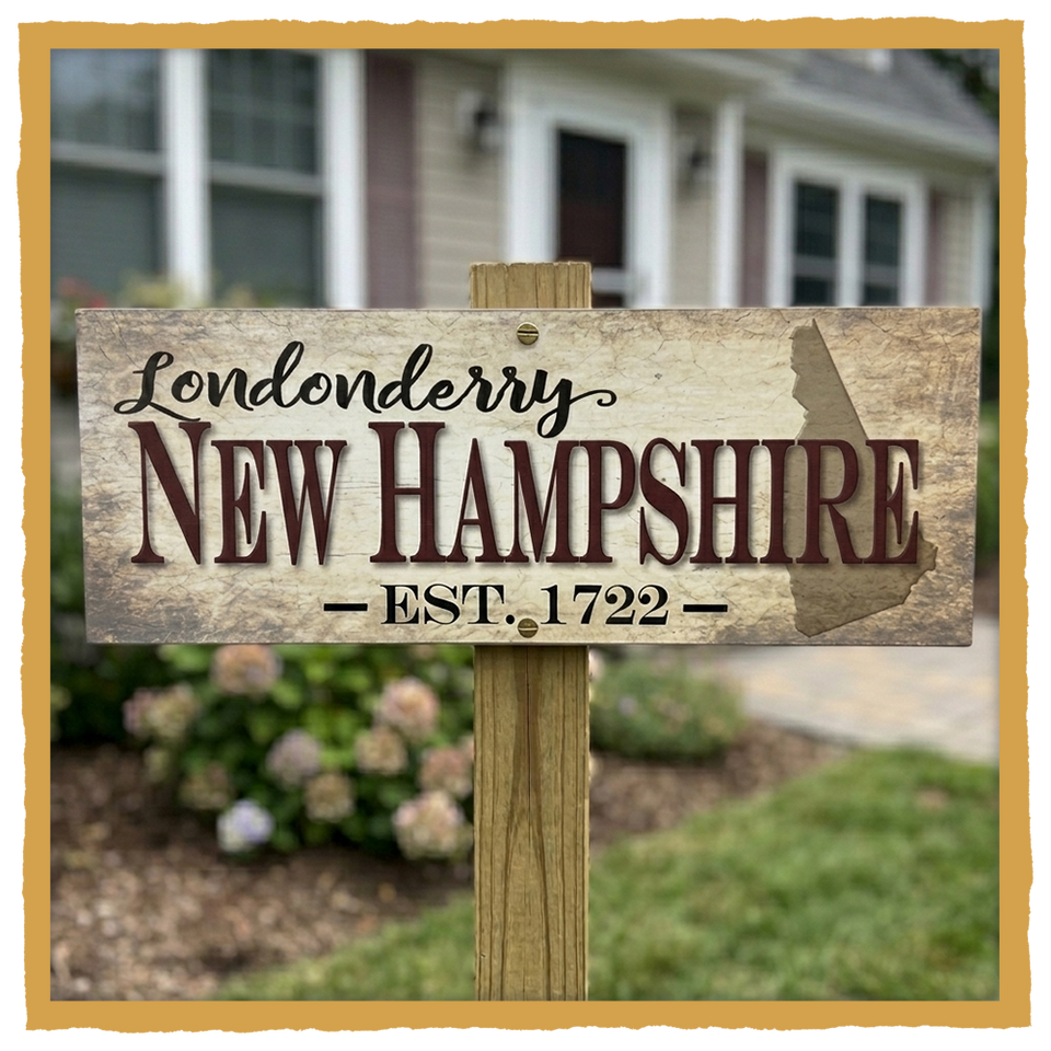 NH ESTABLISHED TOWN SIGN with NH State