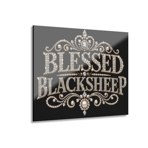 Blessed Blacksheep Acrylic Wall Art — Rhinestone Typography Print