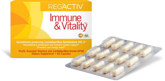 Reg'Activ Immune and Vitality supplement blister pack