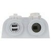 Relaxn Socket - Dual Surface Mount - Dual USB-A Charger & Cigarette Lighter White