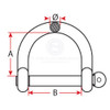 12mm Stainless Steel Wide 'D' Shackle