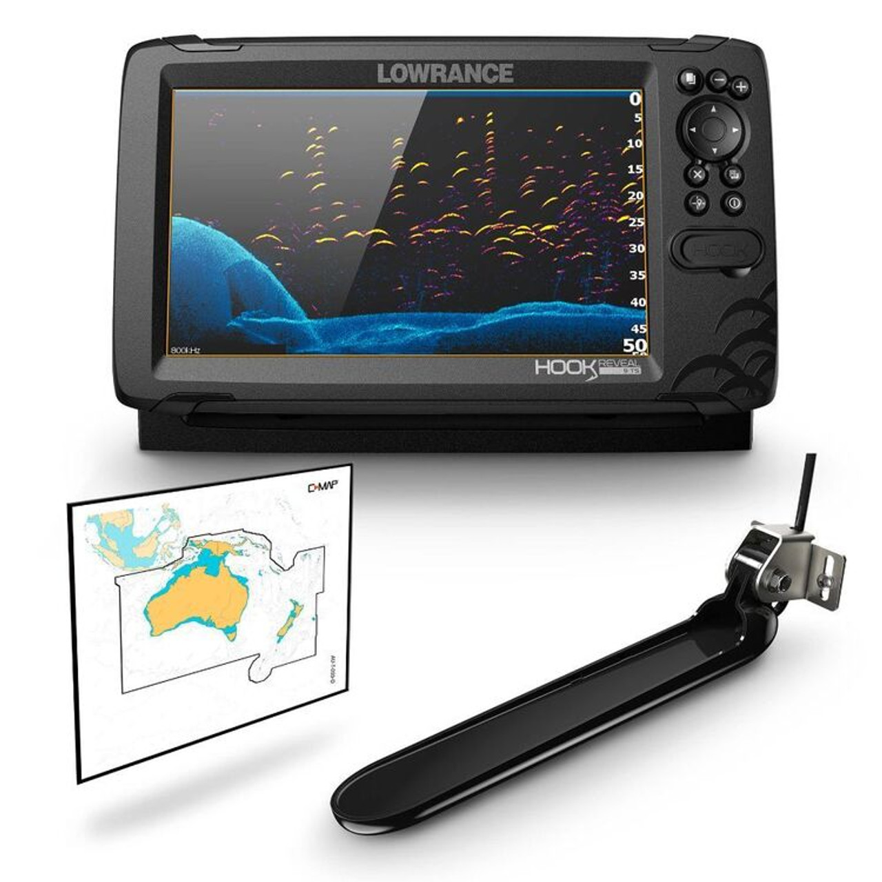 LOWRANCE HOOK Reveal 9 trasduttore TRIPLESHOT chirp side e