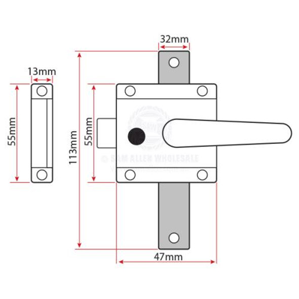 Door Lock - Rim Latch Stainless Steel