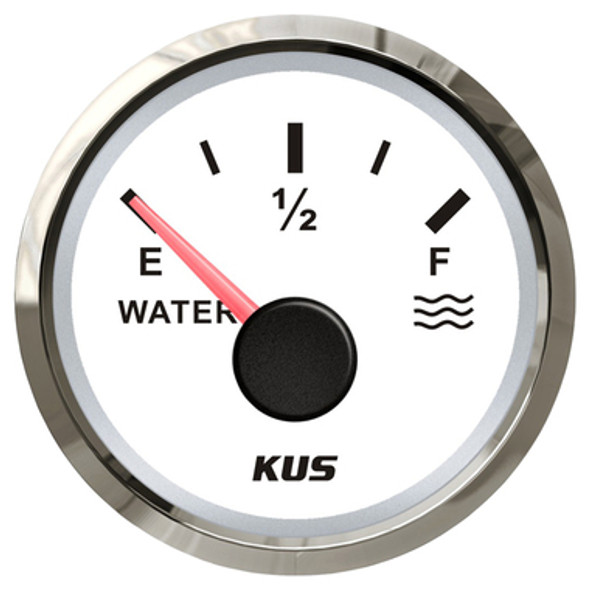 Gauge Water Lvl NMEA2000 White White+Chrome Bezel