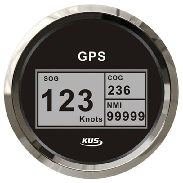 12/24V Black Stainless Steel GPS Speedo 85mm