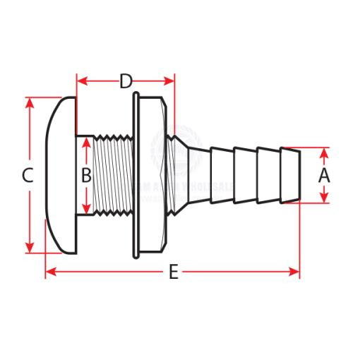 20mm Nylon Stainless Steel Skin Fitting