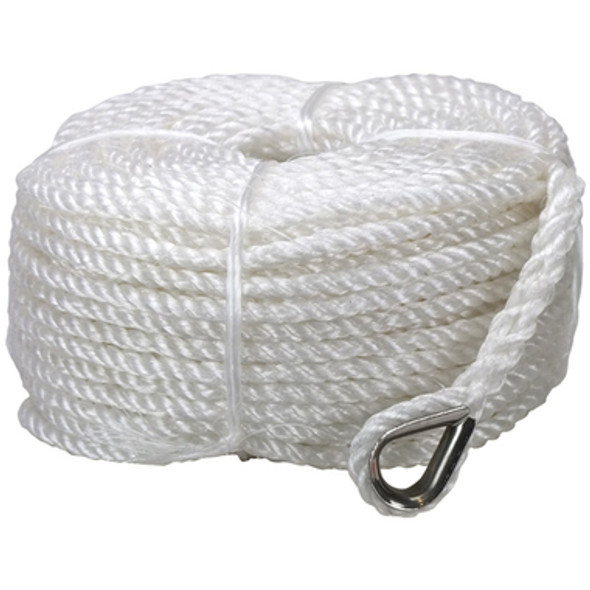 14mm x 50Mtr Silver Anchor Rope Stainless Steel Thimble