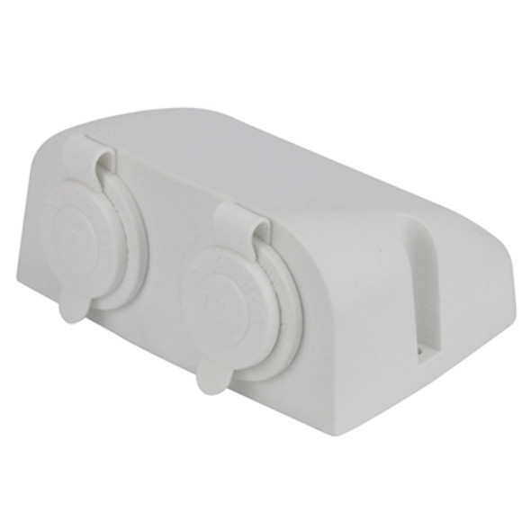 Dual Surface Mount Socket/Socket White 12/24V