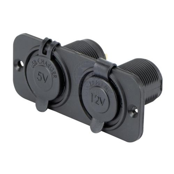 Relaxn Power Outlet and Dual USB Charger Combo - Flush Mount