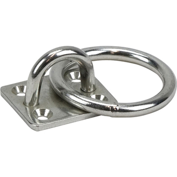 8mm Stainless Steel Pad Eyes with Ring - Rectangular