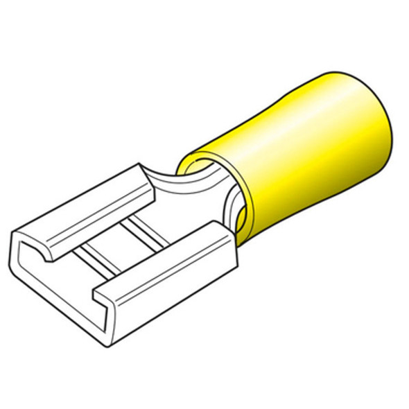 Term/Insul P/O Female 6mm Yellow Pack 100 Term/Insul P/O Female 6mm Yellow Pack 100