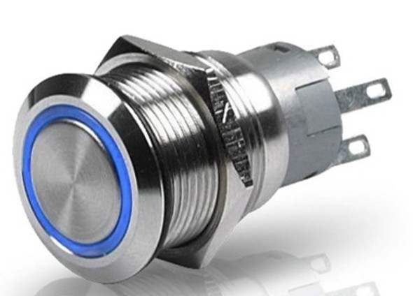 Hella Stainless Steel LED Switch 24v Blue- Momentary