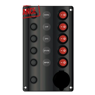 Switch Panels - Wave Design - Panel With Switches Circuit Breakers & USB Socket