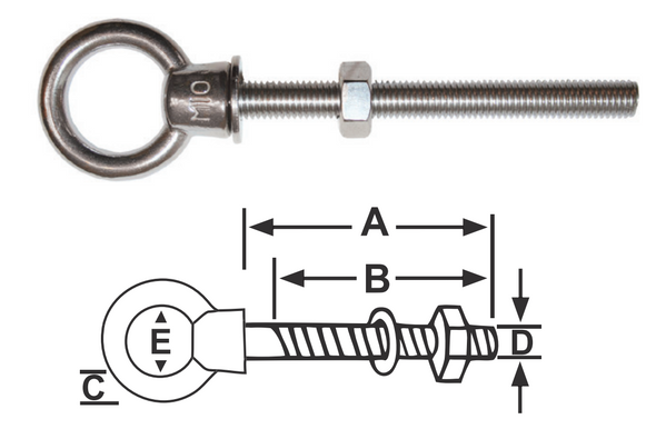 Eye Bolts - Stainless - Collared