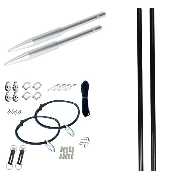 Reelax Fibreglass Black 6.5m Outrigger Kit with Stainless Steel Rigging and Spears