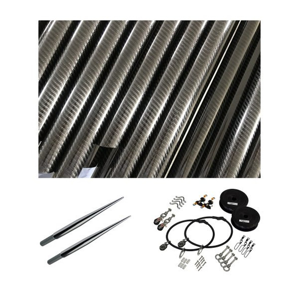 Reelax Grander Series 4.5m 3K Carbon Fibre Outrigger Kit with Stainless Steel Rigging and Spears