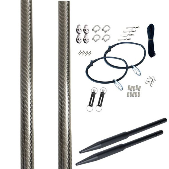 Reelax Grander Series 6.1m 3K Carbon Fibre Outrigger Kit with Stainless Steel Rigging and Spears