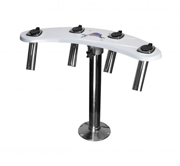 Reelax Light Tackle Station Mist Grey Rocket Launcher and Stainless Steel Pedestal White Swivel