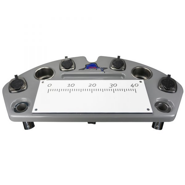 Reelax Light Tackle Station Storm Grey Prep Board and Stainless Steel Pedestal White Pedestal