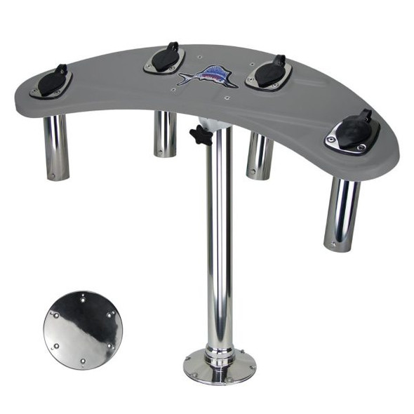 Reelax Light Tackle Station Storm Grey Rocket Launcher and Stainless Steel Pedestal White Swivel