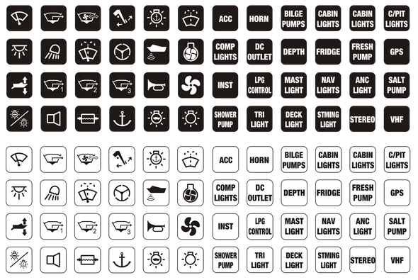 Viper LED Rocker Switch Name Plates - 12mm Square