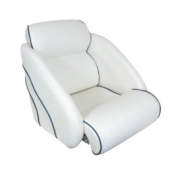 Pilot Seat White Vinyl with Navy Trim