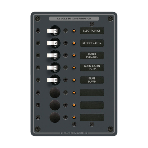 Blue Sea Systems DC Branch Circuit Breaker - Traditional Metal - 8 Circuit 100amps