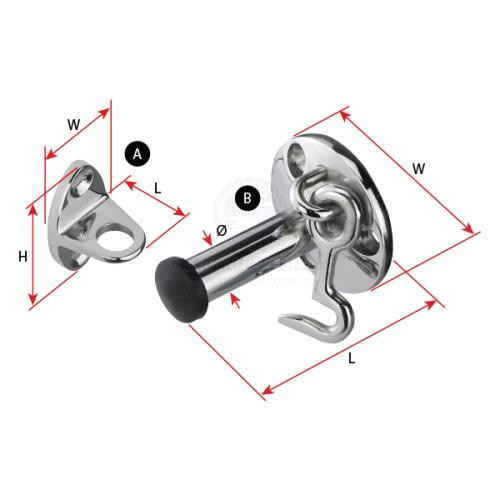 Door Stop & Cabin Hook - Stainless Steel