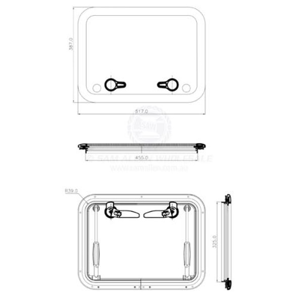 Relaxn Hatch Deck Aluminium Clear Anodised - Rectangular Relaxn Hatch Deck Aluminium Clear Anodised - Rectangular