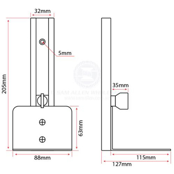 Transducer Bracket Alloy Adjustable Right Angled
