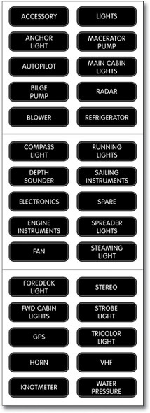 Blue Sea DC Panel Basic 30 Label Kit - Large