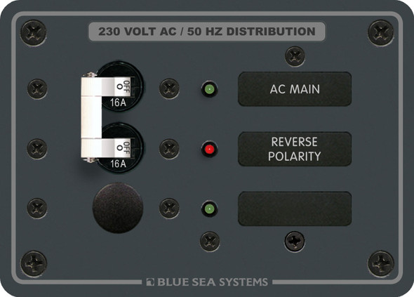 Blue Sea Circuit Breaker Panel AC Main Traditional Metal 230V - Main + 1 Position