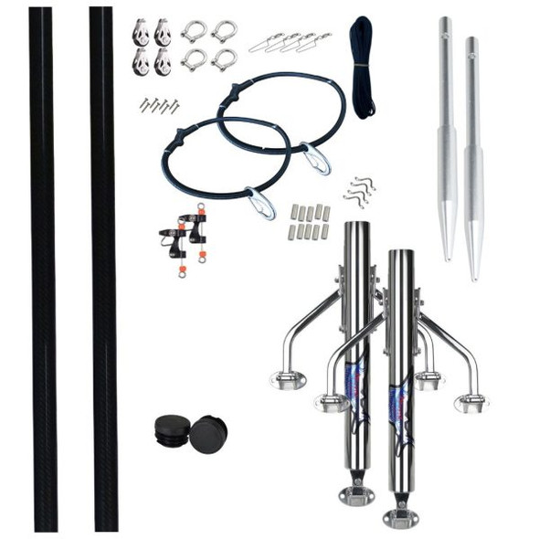 Reelax Reef 550 4.5m Black Fibreglass Poles & Stainless Steel Rigging Kit & Spears