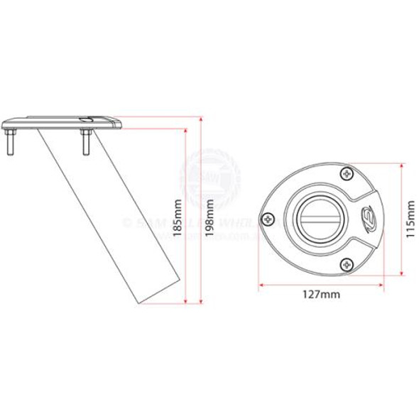 Rod Holder - 30° Bluewater - Fixed - Stainless Steel