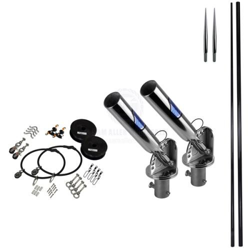 Reelax Gunnel Mnt-Topper Complete Outrigger Kits with 4.5m 3K Grander Series Carbon Outrigger Poles & S/Steel Rigging Kit and Spears