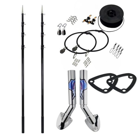 Reelax Gun Mount & Outrigger Kit 4.5M BLK Glass includes SS Rig Kit + Spears