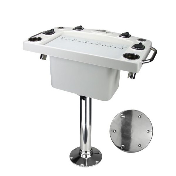 Reelax Light Tackle Station White Deluxe Prep Board/Live Bait & Stainless Steel Pedestal/White Swivel