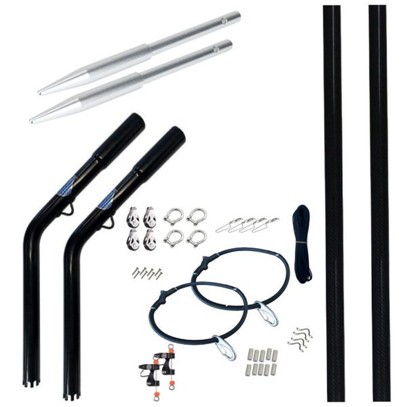 Reelax Drop In Black Edition Outrigger Bases with 3.0M Black Fibreglass Poles & Rigging Complete Kit