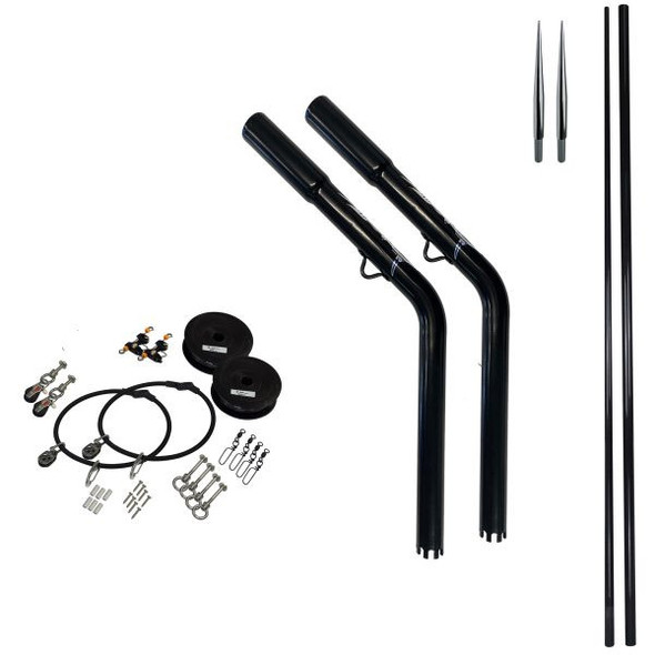 Reelax Drop In Black Edition Outrigger Bases with 4.5M Black Fibreglass Poles & Rigging Complete Kit