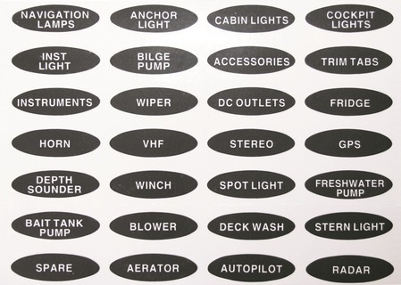 Splashproof Switch Panels - Spare Label Set