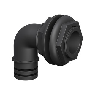 Flow-Rite Thru Hull Elbow 1 1/8" Double Nut Black