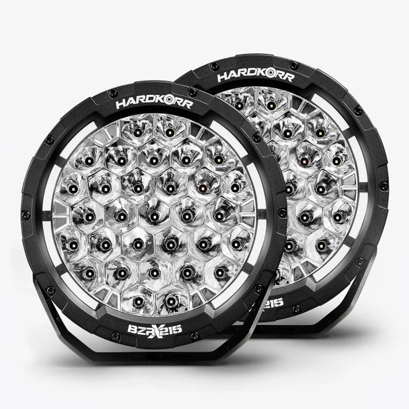 Hardkorr Bzrx Series 9 Round Driving Light Pair - 1 Lux @ 1460M Pair (Sold as a Pair and Includes Wiring Harness)