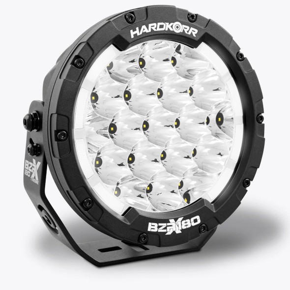 Hardkorr Bzrx Series 7 Round Driving Light Pair - 1 Lux @ 1150M Pair (Sold as a Pair and Includes Wiring Harness)