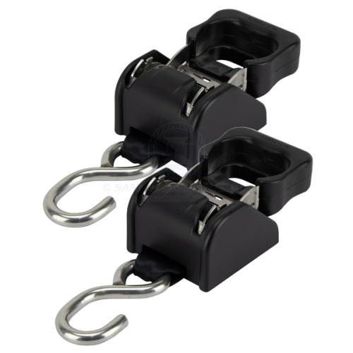 Tie Down Retractable Strap Pair – 50mm x 1.2m with Stainless Steel Ratchet & Hooks