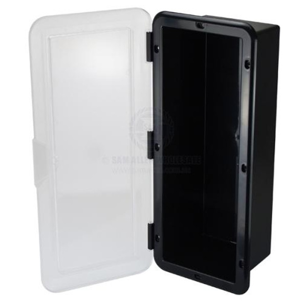 Storage box fire extinguisher black ABS clear door